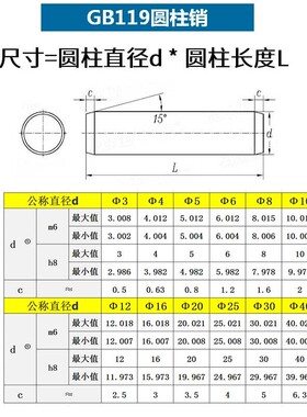 加硬圆柱销GB119定位销40Cr钢 M16M20M25M30*50*60*70*80*90*100