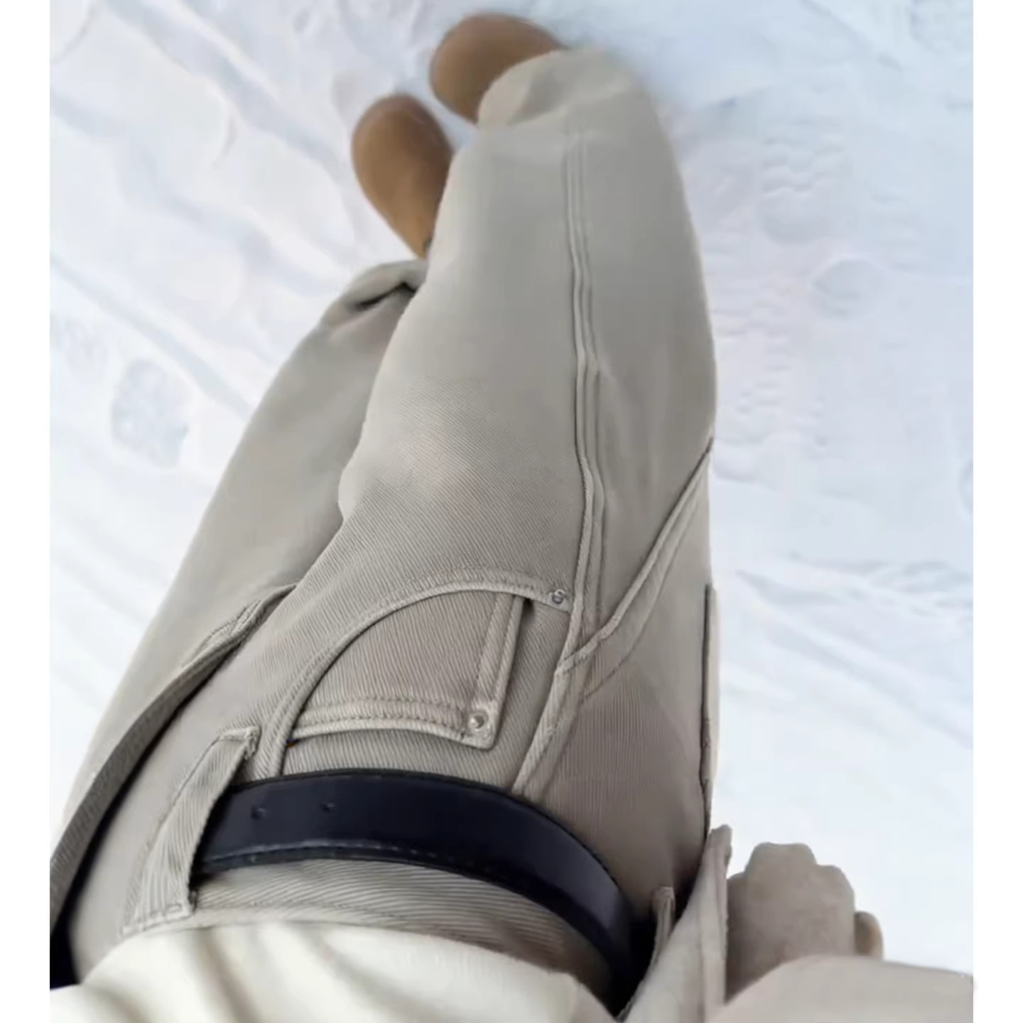 拉夏贝尔奶茶灰加绒弯刀牛仔裤女春秋冬高腰显瘦窄版直筒阔腿裤子,淘宝优惠券,粉丝福利购,淘宝优惠卷