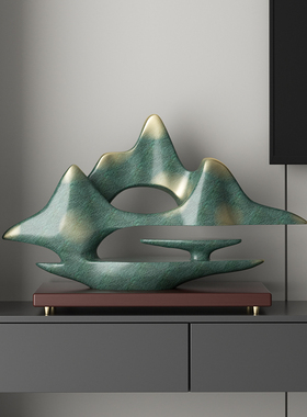 高级感假山e摆件轻奢客厅酒柜茶室博古架软装工艺品办公室开业礼