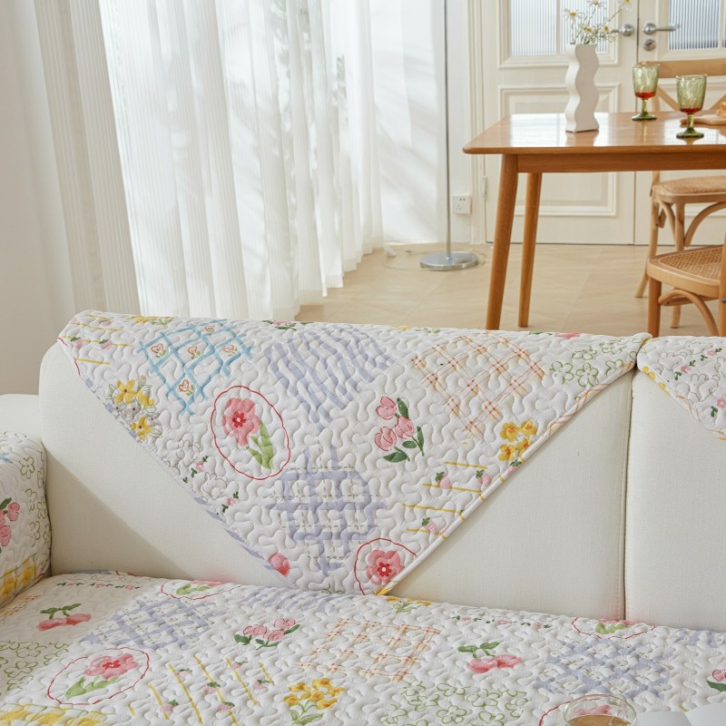纯棉面料沙发垫四季通用防滑夹棉加厚布艺实木简约田园花卉卡通罩,淘宝优惠券,粉丝福利购,淘宝优惠卷
