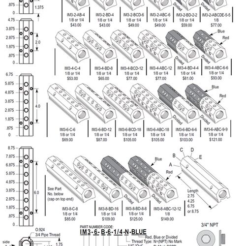 厂家供应DME模具红蓝集水器/水排分流器/模具水排IM3 IM4 IM6 IM8 - 图0