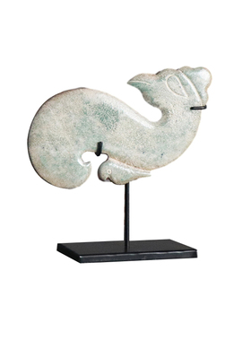 新中式雕刻凤鸟玉璧摆件售楼处博古架书房酒店样V板房软装摆设品