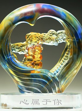 新婚贺礼送d闺蜜哥哥嫂子高档结婚礼物新娘朋友姐姐琉璃工艺品摆