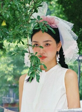 头纱头饰超仙森系韩式短款花边新娘结婚登记领证求婚头纱旅拍造型