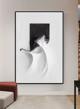 黑白条纹玄关装饰画走廊入户门口沙发室内沙发Q背景墙壁画客厅挂