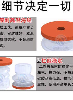 天行机械手大头小头无痕海绵真空吸盘SP/DP/MP工业强力硅胶吸嘴