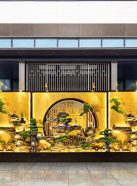 大型假山水幕墙流水景观摆件别墅酒店庭院屏风隔断鱼缸造景喷泉