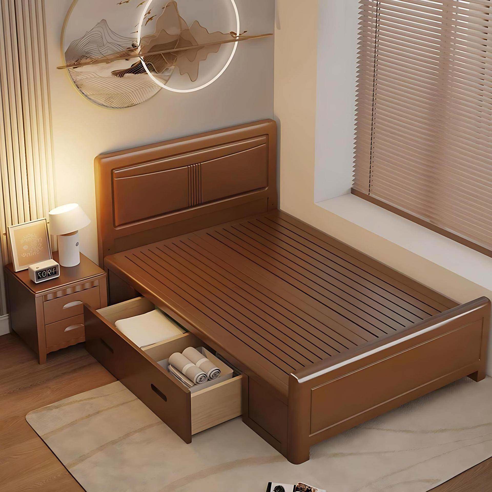 单人木床1米儿童床1.2ZZK米人床1.35米储物床1.5米次老床1卧.8米 - 图1