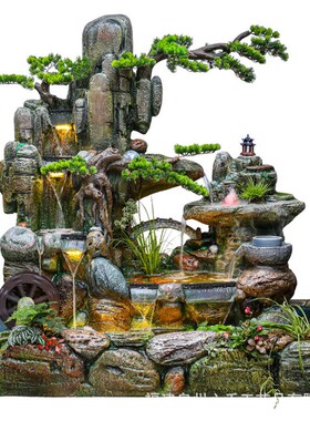 假山喷泉流水鱼池玄关别墅庭院阳台酒店客厅中式T景观造景装饰摆