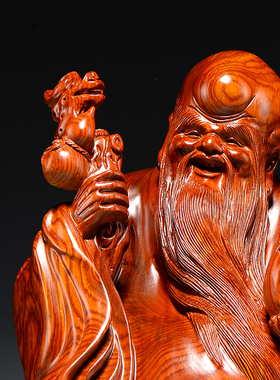 花梨木雕刻老寿星公寿翁摆件红木B家居装饰生日祝寿贺寿礼品工艺