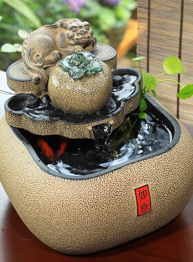 汉韵堂中式客h厅茶室桌面流水摆件循环水办公室水系景观装饰礼品