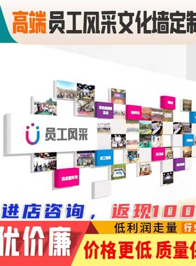 定制企业文化墙员工照片团队风采励志背J景墙公司磁吸会议室背景