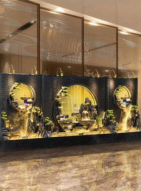大型OKI水幕墙鱼流水司风入户花园景观屏公隔断庭院酒店循环水缸