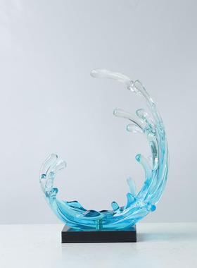 家居透办公水室风生饰起酒柜电视柜软装品新中式明树脂艺术B0793