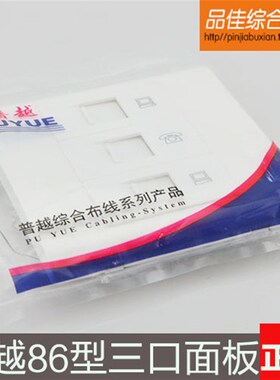 普越三口网络面板86型语音信息面板 网络面板 电话面板三口空面板