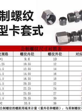 液压油管接头卡套式直通H型对丝硬管铜管铁管连接头6/8/10/12MM管