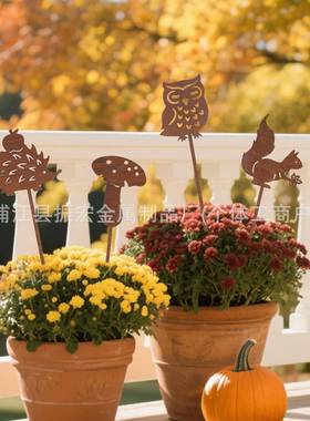 8件套木桩用于户猬外秋季装饰观带刺头鹰蘑菇两侧jx-47523外防锈