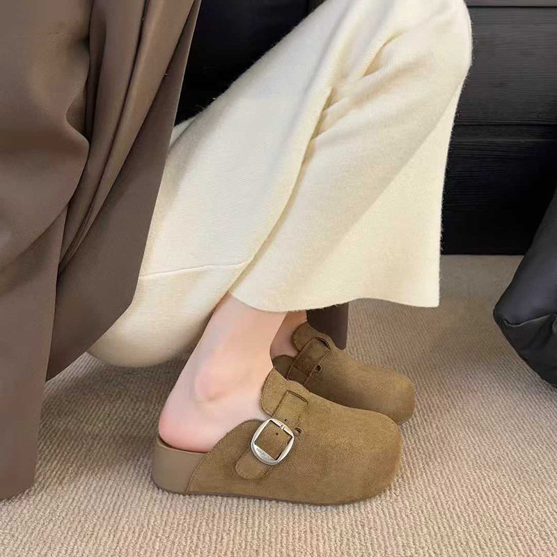 勃肯鞋女半拖2025秋季新款厚底复古学院风一脚蹬懒人外穿包头拖鞋,淘宝优惠券,粉丝福利购,淘宝优惠卷
