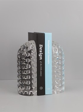 简约创意水晶f透明书挡样板房售楼部家居书房创意软装饰品摆件
