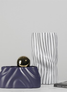 极简轻奢玻璃g花瓶插花器摆件家居软装饰品售楼处样板房间摆设