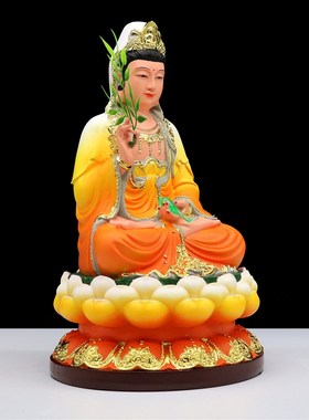 树脂像观世音菩萨神像坐莲观音菩E萨南海观世音家用工艺品摆件