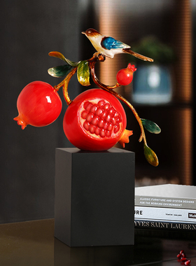 新中式石榴摆件多子多创意客厅酒柜E电视柜软装饰品乔迁新居礼品