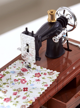 复古欧式怀旧家居饰品摆件缝纫D机缝衣机八音盒书柜摆设礼品
