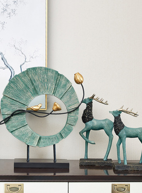 创意搬新家乔迁新居礼品新中式玄关客厅电视柜鹿摆件家.居软装饰