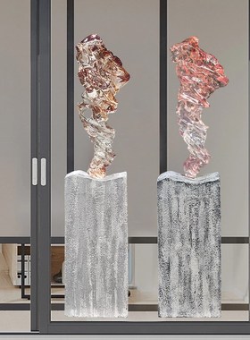 抽象龙卷水透明树脂轻奢雕u塑摆件装饰酒店客厅售楼处工艺术品落