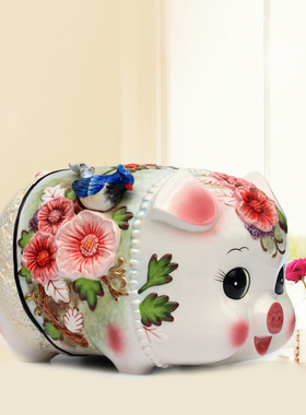 欧式陶瓷大猪存h钱罐可爱生肖猪家居摆设高档储蓄罐家居装饰工艺