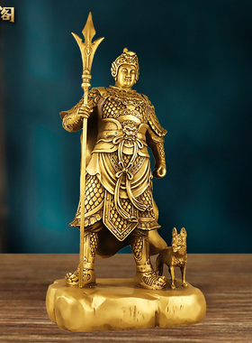 聚鑫阁全b铜二郎神真君人物摆件中式杨戬铜像家居店铺工艺品装饰