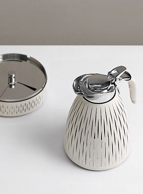 简约皮革玻璃冷水壶不锈钢烟灰缸摆件售楼处S客厅餐桌软装饰品