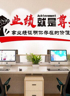业绩就是尊严销售团队p房产中介励志标语立体墙贴门店布置办公室