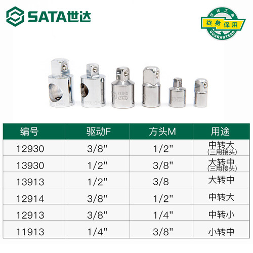 世达套筒转换接头1/2大飞转3/8中飞转1/41/4吋套筒扳手变头转接头 - 图3