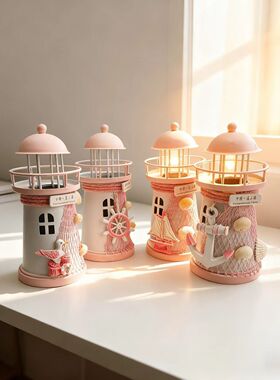 地中海灯塔小夜灯创意桌面摆件海洋风灯塔海边纪念品儿童礼物