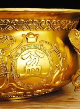 聚宝盆纯铜招财家用客厅工艺品装饰E摆件店铺开业聚财大号送人礼