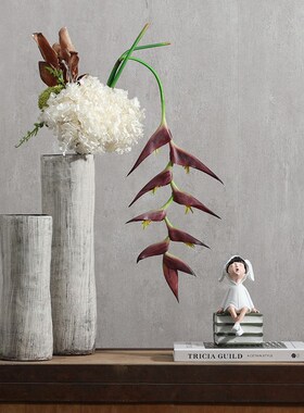 灰色侘寂风新中式陶瓷花瓶摆件客厅花艺J插花装饰样板间售楼部软