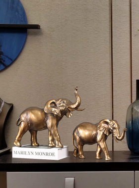 欧式铜金色吉祥大象m家居客厅酒柜玄关办公室摆件开业礼品商务摆