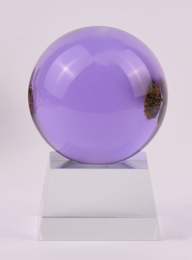 天然人造水晶h球底座水晶凹底梯形玻璃方块圆球底座摆件可刻字球