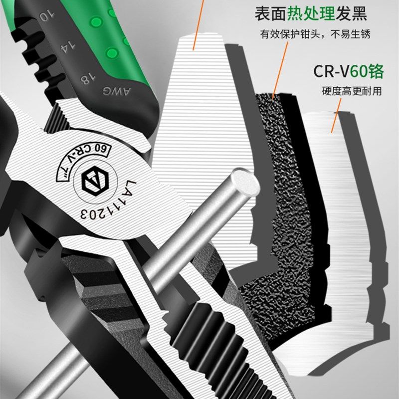 老A多功能老虎钳钢丝钳工业手钳多用剥线钳尖嘴斜嘴多功能7寸电工,淘宝优惠券,粉丝福利购,淘宝优惠卷