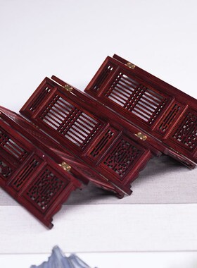 仿古红木微缩迷你屏风大规格摆件小家具模型中式T工艺品娃娃屋道