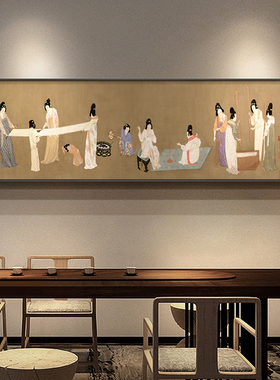 宋徽宗瑞鹤图新中式客厅沙发背景墙装饰画书房古典壁画.茶室横挂