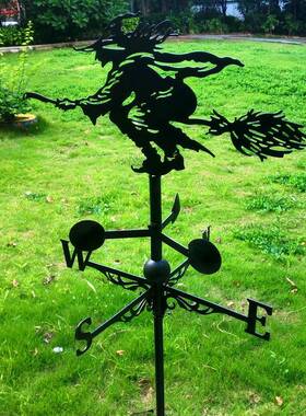 户外花草坪装金属工艺品W-G18034挂墙地插两用路标铁插艺饰件方园