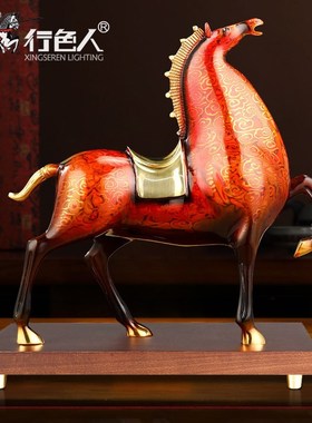 《马到成功》全铜马摆件招财将军马大漆工艺O品红色马客厅生肖马