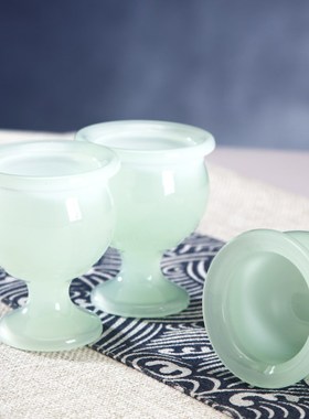 琉璃玉酒杯佛前小茶杯供奉财神酒杯拜神佛用品摆件U家用圣水杯贡
