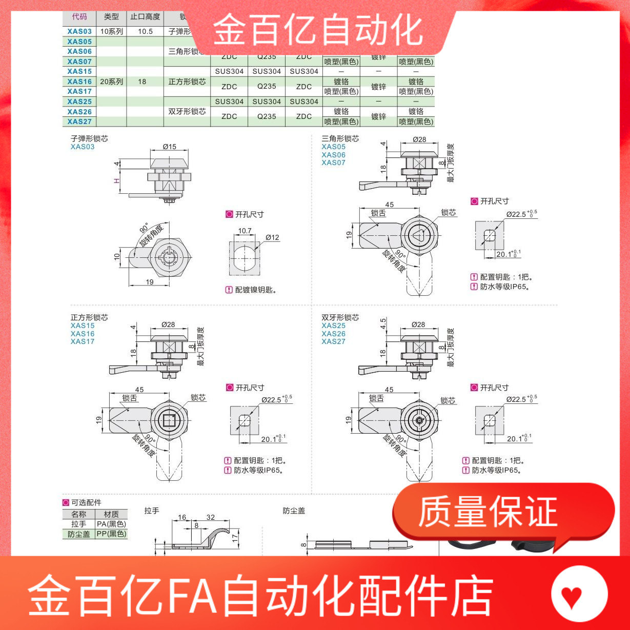 H19/22/XAS06门锁07圆柱锁03/05/04/08/N15/16/17/25/26/27/01/02 - 图0