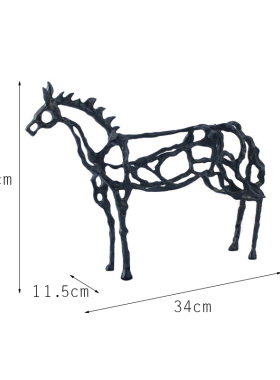 铁艺摆件a轻奢电视柜桌面人物黑色三人行书房书桌摆设品工艺品