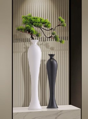 创意进门玄关细k长花瓶摆件高级感客厅电视柜壁龛落地家居装饰