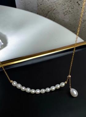 S925银天然珍珠流苏项链