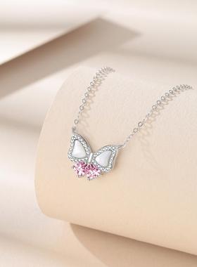 足银流光蝴蝶锁骨链送女友